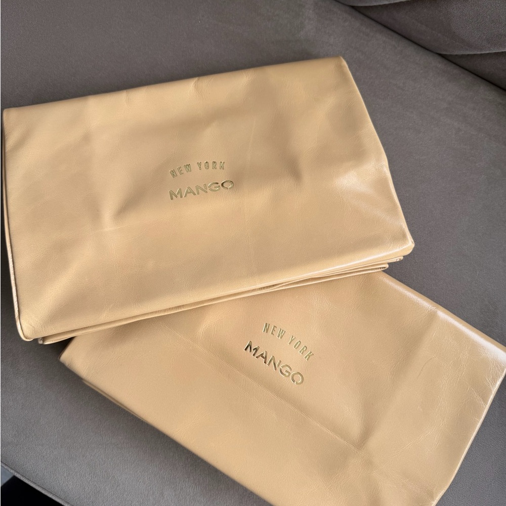 Mango Tan Leather Fold-Over Clutch Duo - Picture 2 of 5
